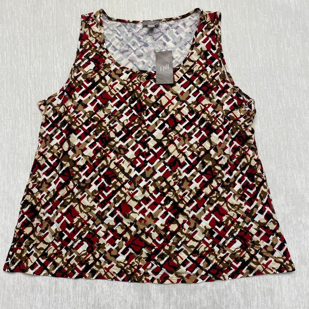 J. Jill Wearever Abstract Tank Top Women Large Petite LP Career Stretch Casual